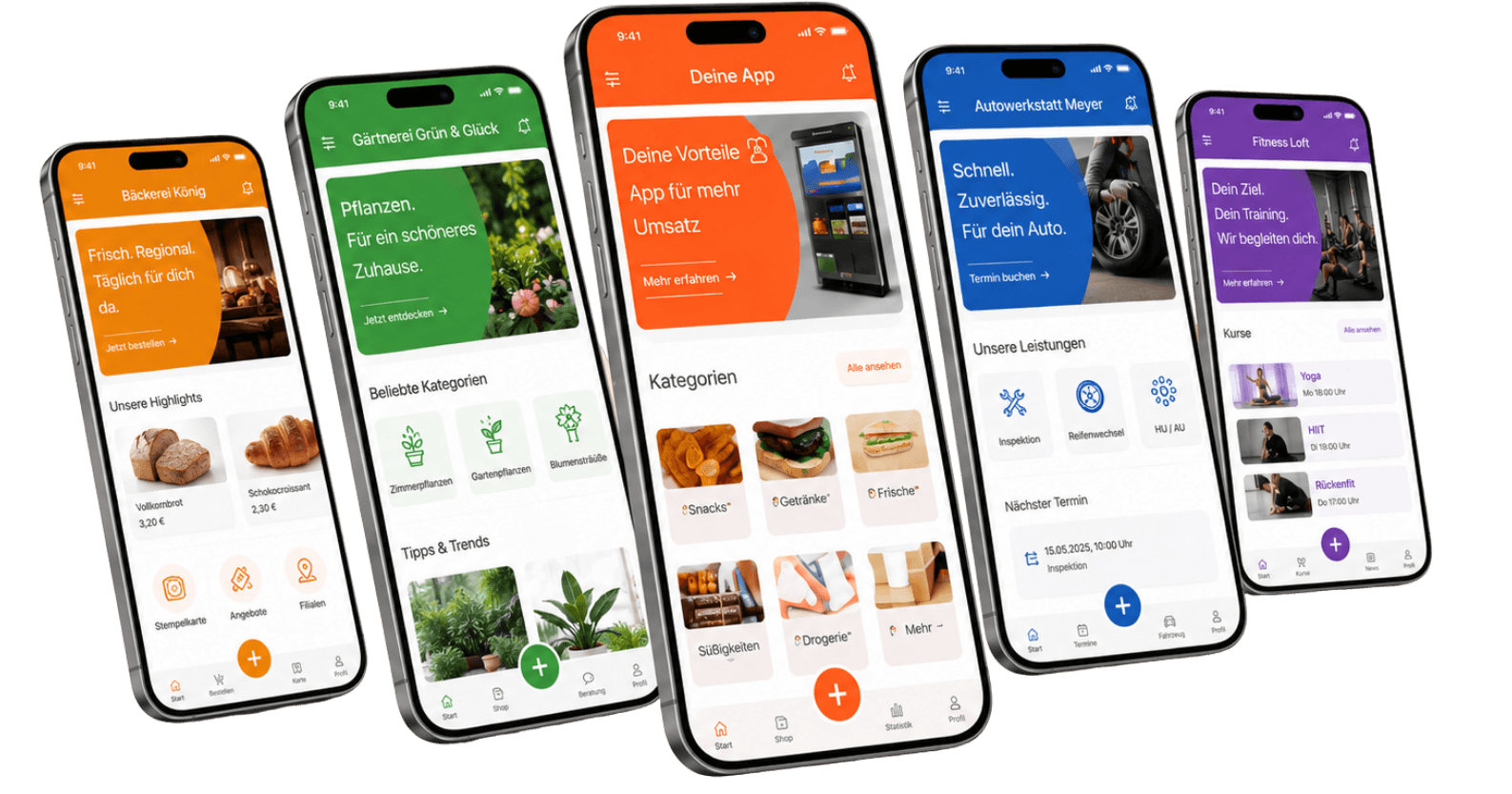 Pocketshop App-Screens auf mehreren Smartphones